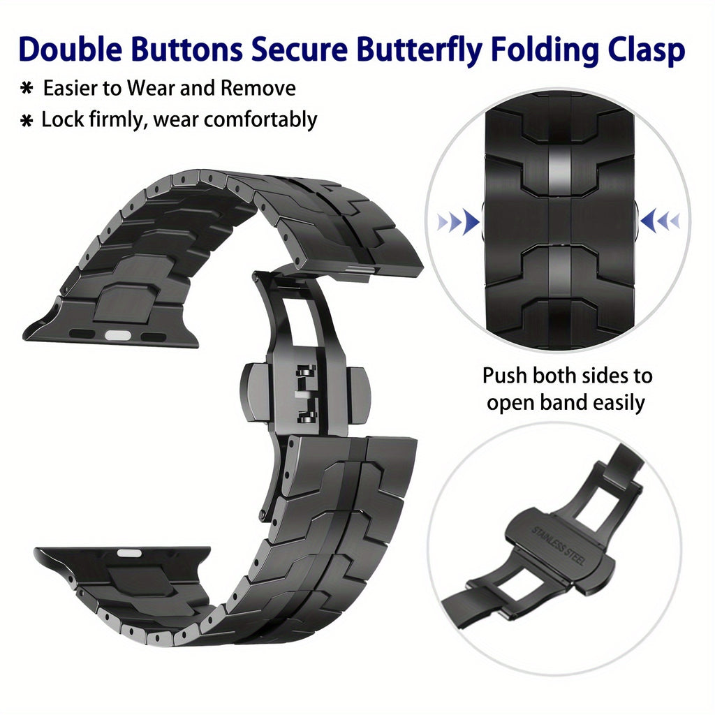 Stainless Steel Band for Apple Watch Band 49mm 45mm 46mm 44mm 42mm 38mm 40mm 41mm for Men, Metal Watch Bands for iWatch for Apple Watch Ultra/Ultra 2 SE Series 10 9 8 7 6 5 4 3 2 1 Women Mens Stainless Steel Strap Wristband