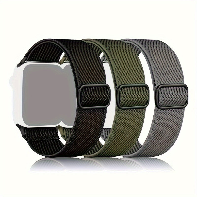 3 Packs Stretchy Nylon Solo Loop Band Compatible With Apple Watch Band 41mm 45mm 38mm 40mm 42mm 44mm 49mm, Adjustable Elastic Braided Straps For Apple Watch Ultra IWatch Series 8/7/6/5/4/3/2/1/SE