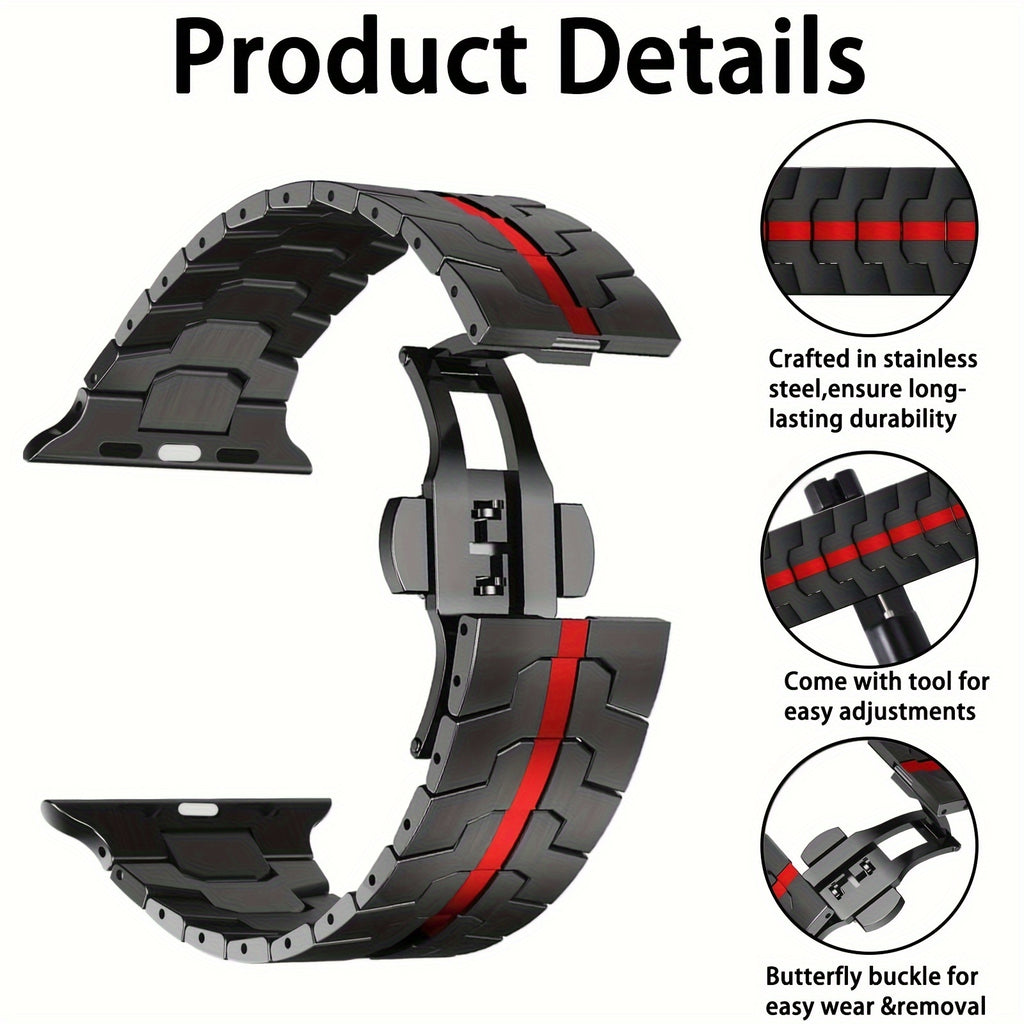 Stainless Steel Band for Apple Watch Band 49mm 45mm 46mm 44mm 42mm 38mm 40mm 41mm for Men, Metal Watch Bands for iWatch for Apple Watch Ultra/Ultra 2 SE Series 10 9 8 7 6 5 4 3 2 1 Women Mens Stainless Steel Strap Wristband