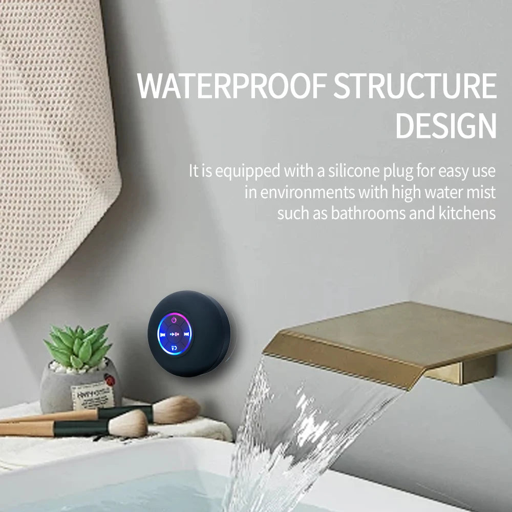 LED IPX4 Waterproof Wireless Bluetooth Speaker Portable Loudspeaker Outdoor Bathroom Large Suction Cup Stereo Mini Speakers Box