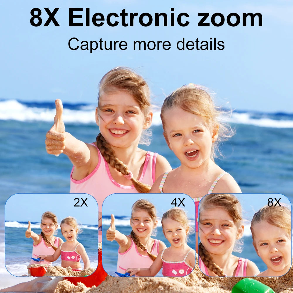 Digital Camera 8X Digital Zoom Vintage Vlog Video Recorder 180° Flip Screen Selfile Compact Digital Photography Camera for Kid