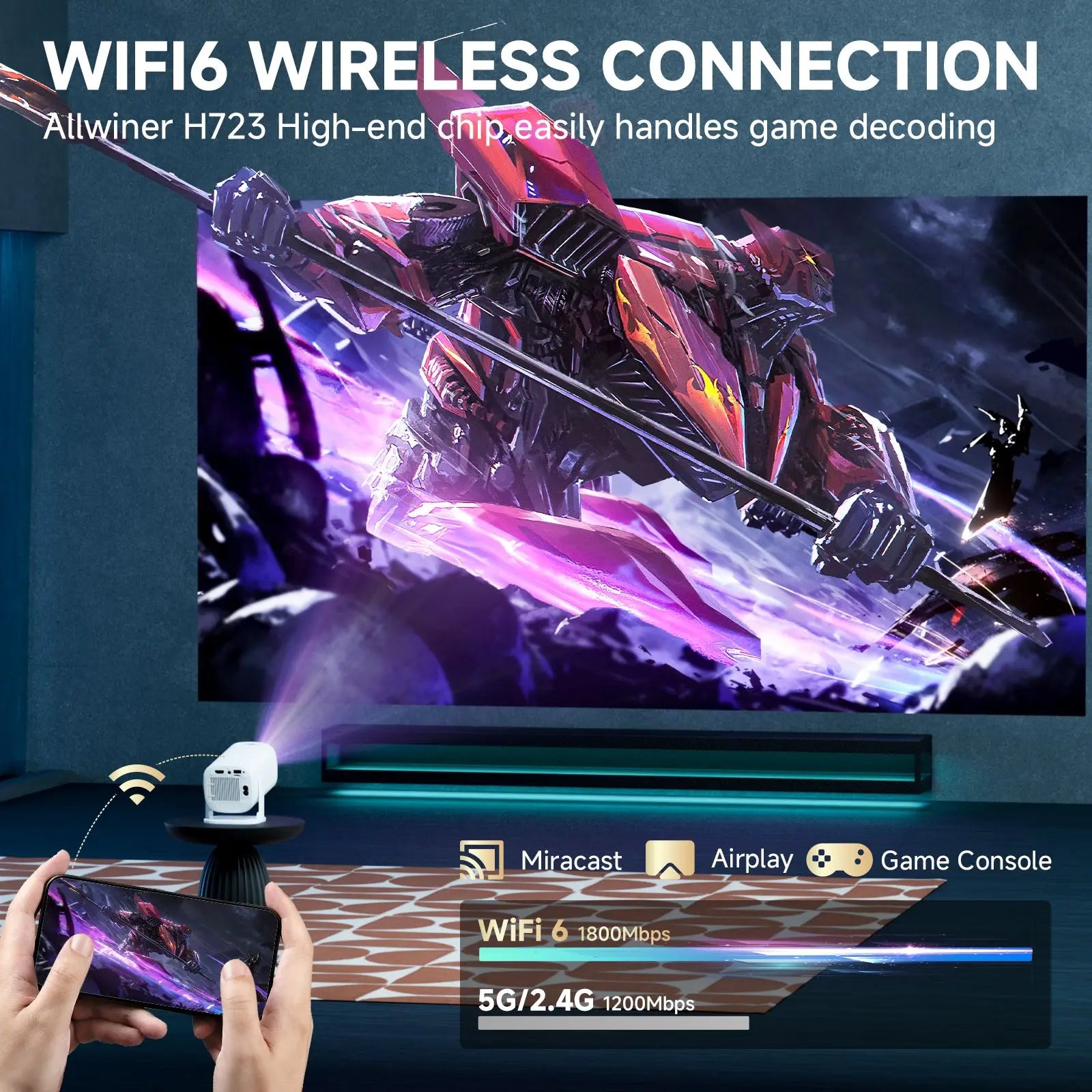 P30PRO Android 14 Smart Mini Projector Supports 4K HD Video WiFi 6 BT5.0 Native 720p Home Theater Outdoor Portable Projector