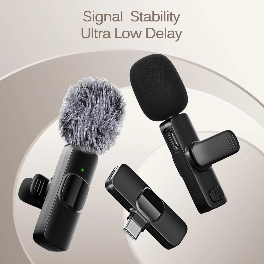 Mini Mic Pro Wireless Microphone for iPhone, iPad, Android, Lavalier Microphone for Video Recording - 2 Pack