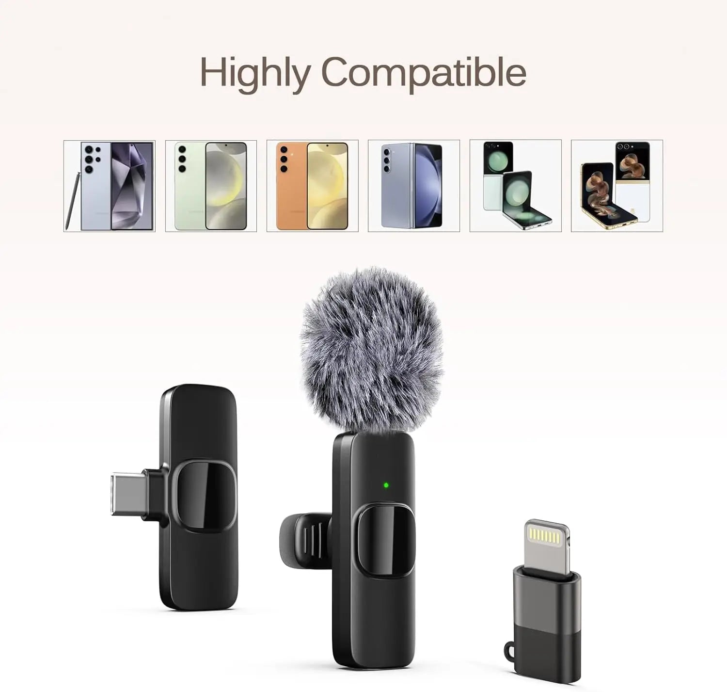 Mini Mic Pro Wireless Microphone for iPhone, iPad, Android, Lavalier Microphone for Video Recording - 2 Pack