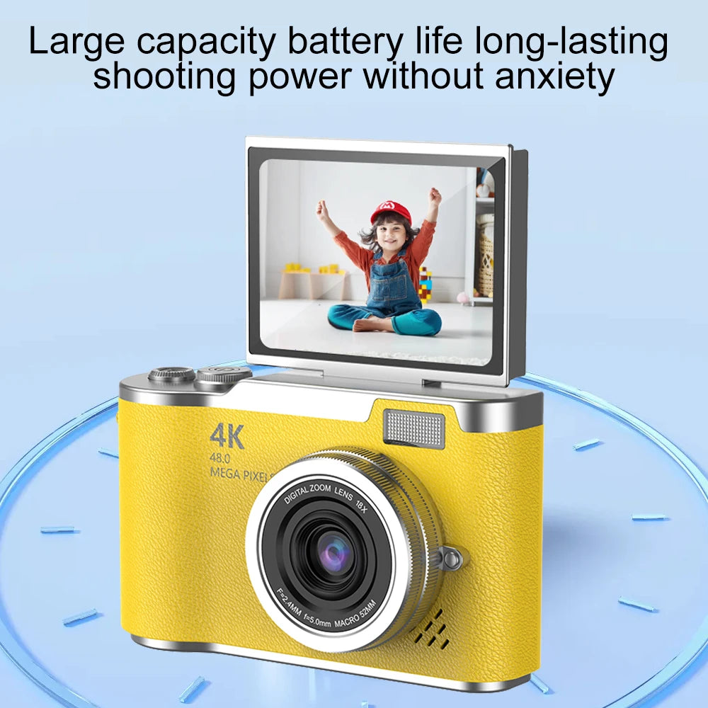 Digital Camera 8X Digital Zoom Vintage Vlog Video Recorder 180° Flip Screen Selfile Compact Digital Photography Camera for Kid