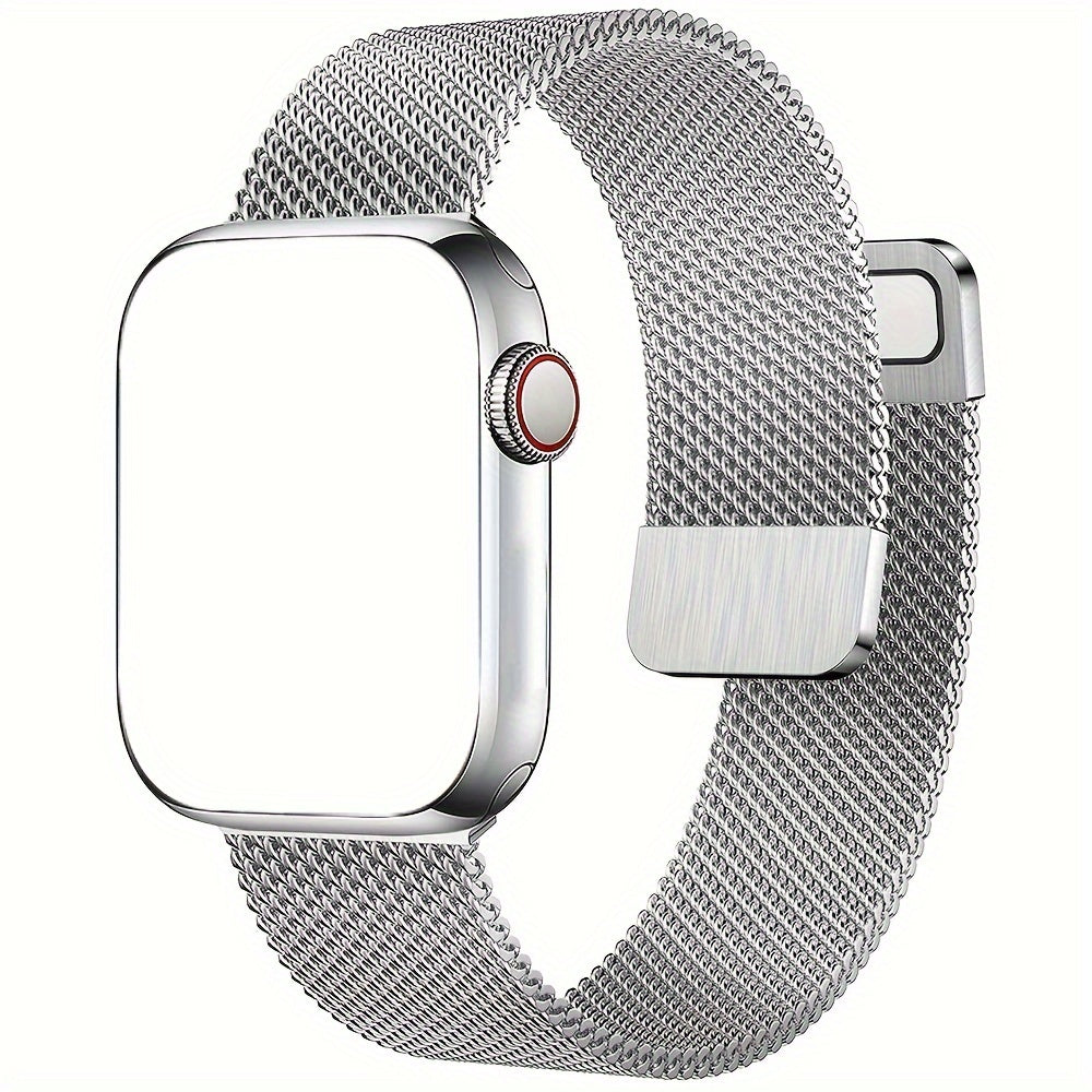 Watch Bands Compatible With Apple Watch Band Series 9, Ultra 2, SE, Ultra 8 7 6 5 4 3 2 1 38mm 40mm 41mm 42mm 44mm 45mm 49mm Women And Men, Stainless Steel Mesh Loop Magnetic Clasp Replacement For Apple Watch
